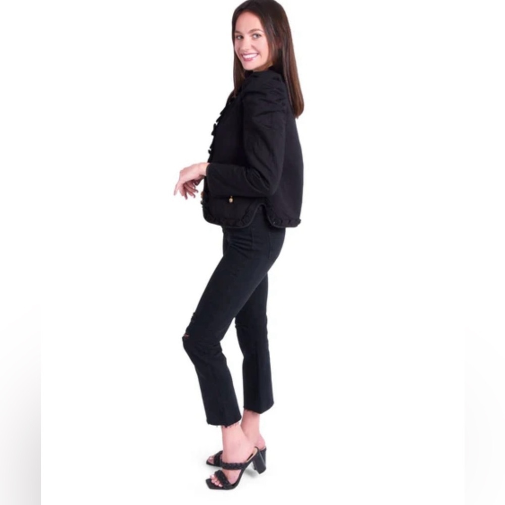 Emily McCarthy Ava Reversible Jacket Plaid Noir Navy/Black/Cream Sz XS Women’s - Picture 14 of 14